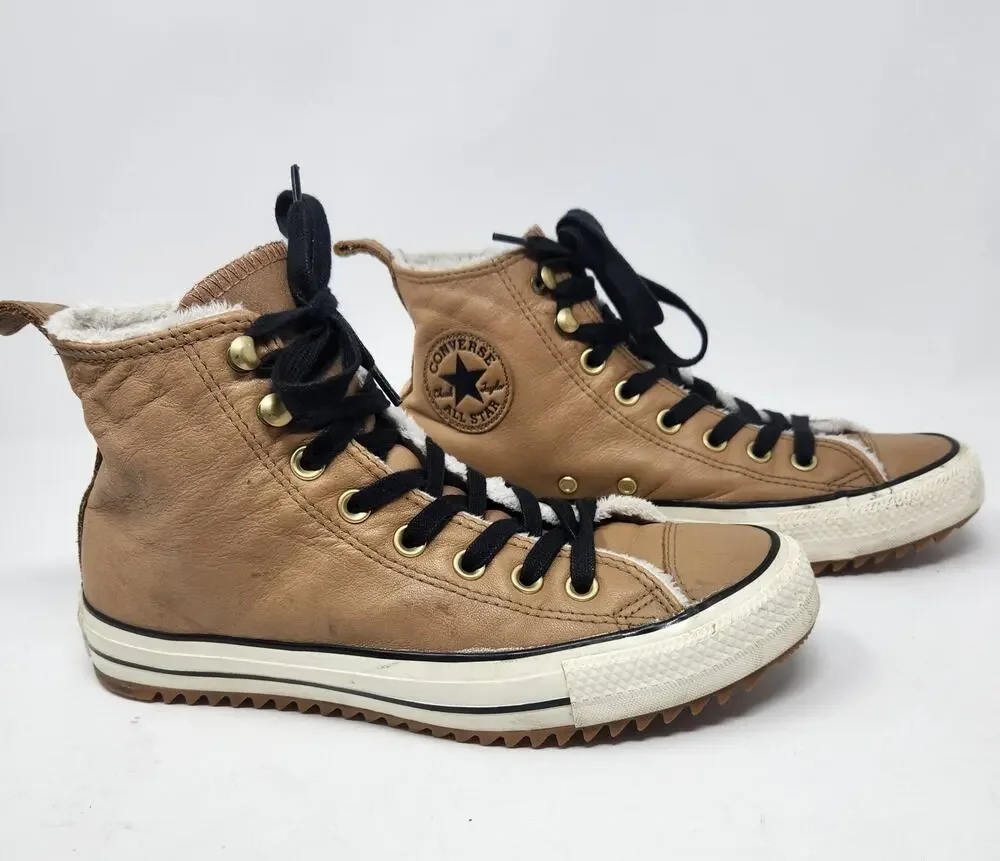 Converse All Star Sherpa Lined Leather Hiker Shoe 162479C Sz Men’s 7 Women’s 9